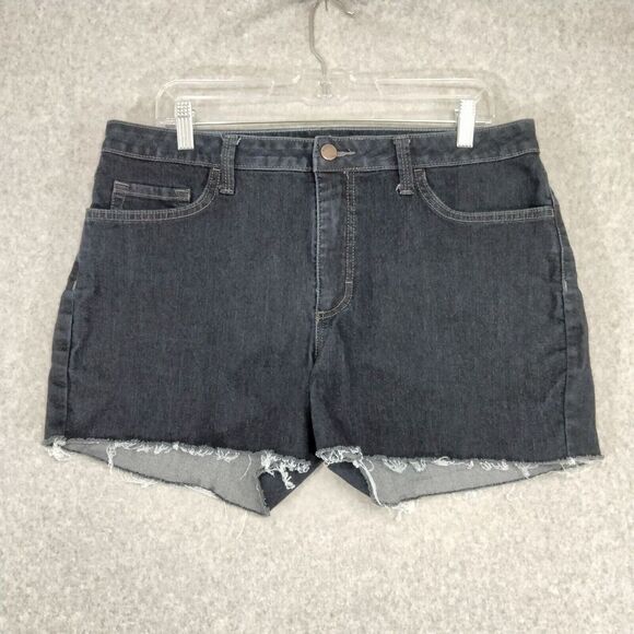 Riders By Lee Womens Size 16M Mid Rise Cutoff  Dark Wash Blue Denim Jean Shorts - Picture 1 of 7